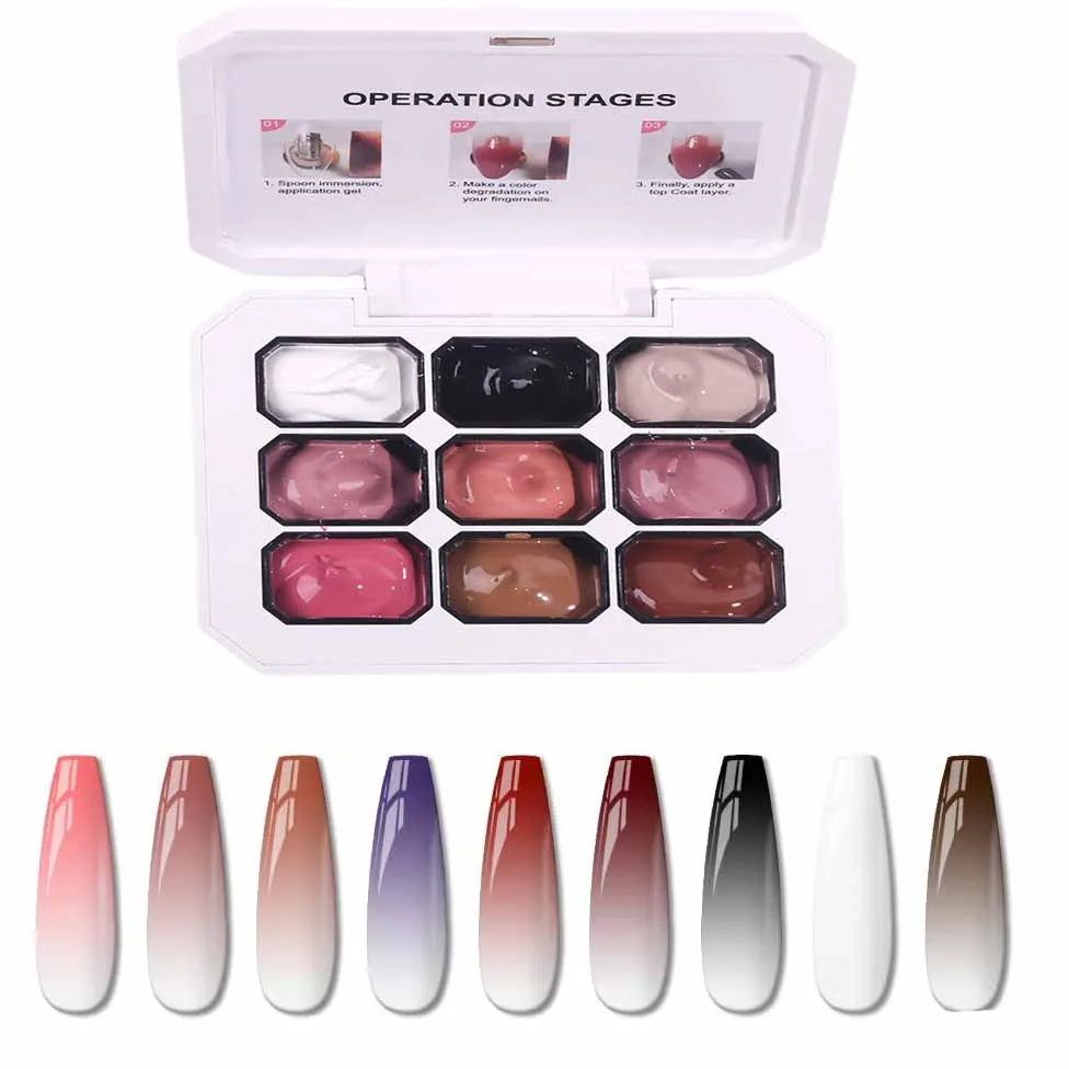 9-Color Gel Nail Polish Set Mini Gradient Effect Gel Polish Bright & High Saturation Long-Lasting Gel Home& Salon Christmas Gift