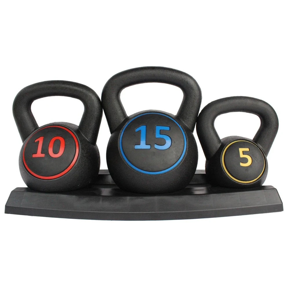 5/10/15LB (5 lb = 2,27 kg, 10 lb = 4,54 kg, 15 lb = 6,80 kg) Kettlebell-Set, rutschfester Griff, kompaktes Heim-Fitnessgerät für Krafttraining und Rehabilitation