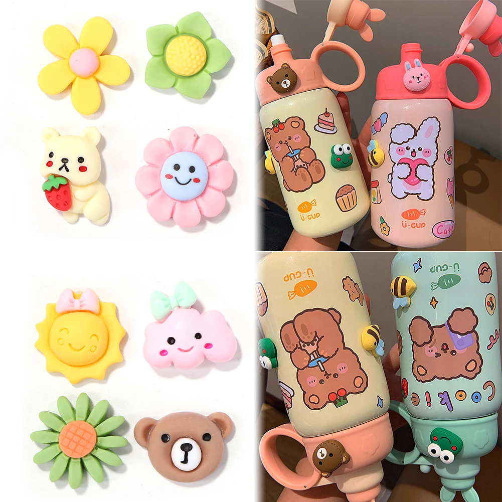 

4Pcs 3D DIY Cartoon Sticker Waterproof Refrigerator Phone Kettle Book Stickers Cute Bottle Decoration Water Cup Accessories