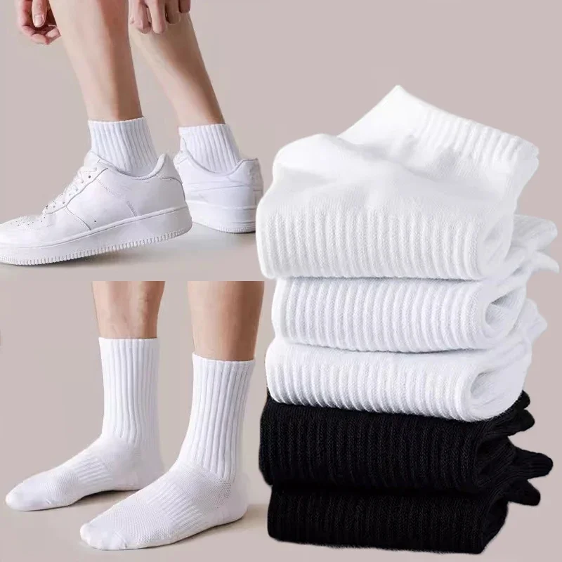 3pairs Unisex Pure Cotton Socks Black White Solid Designer Soft Breathable Sport Sock 22/25/29cm Ankle Business Socks Men Women