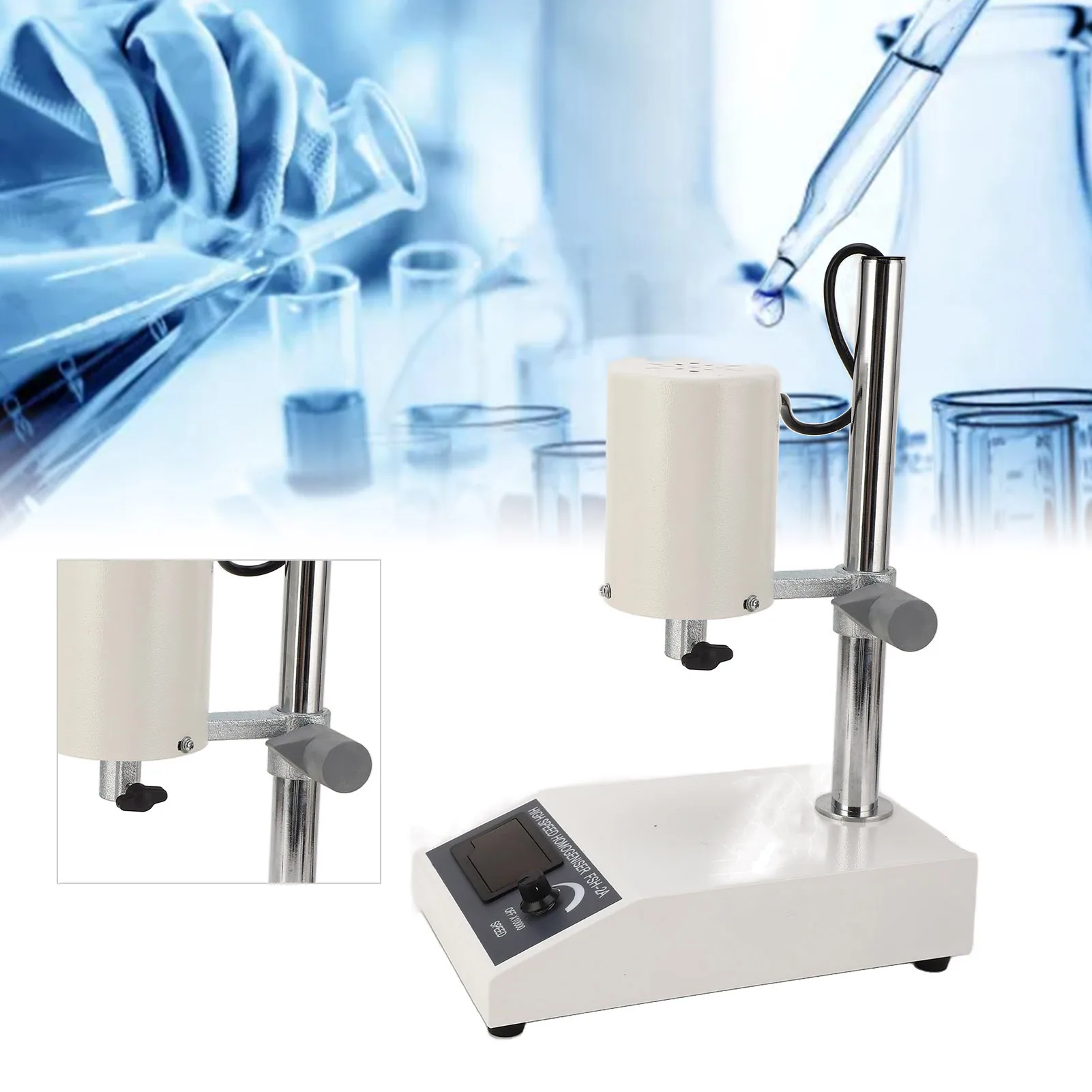 Laboratory Homogenizer 185W 5‑1000ml ABS 3 Minutes Maximum Adjustable 8000‑22000rpm Disperser Homogenizer for Testing