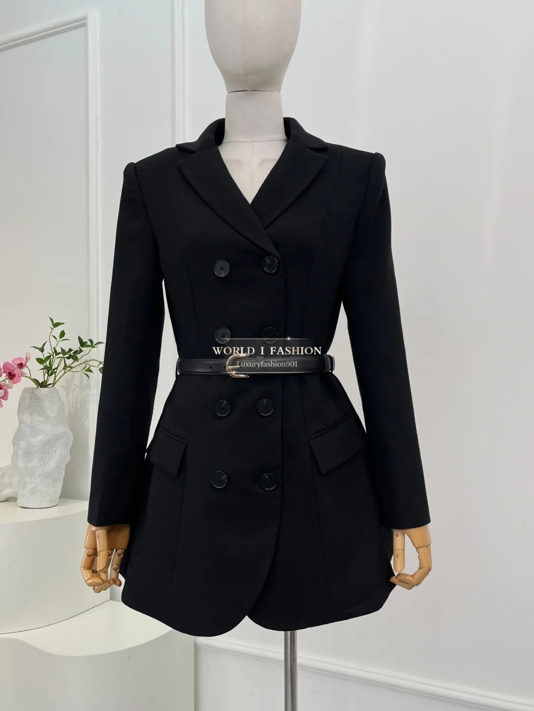 2025, nieuw ontwerp, zwarte reversjas met lange mouwen en tops