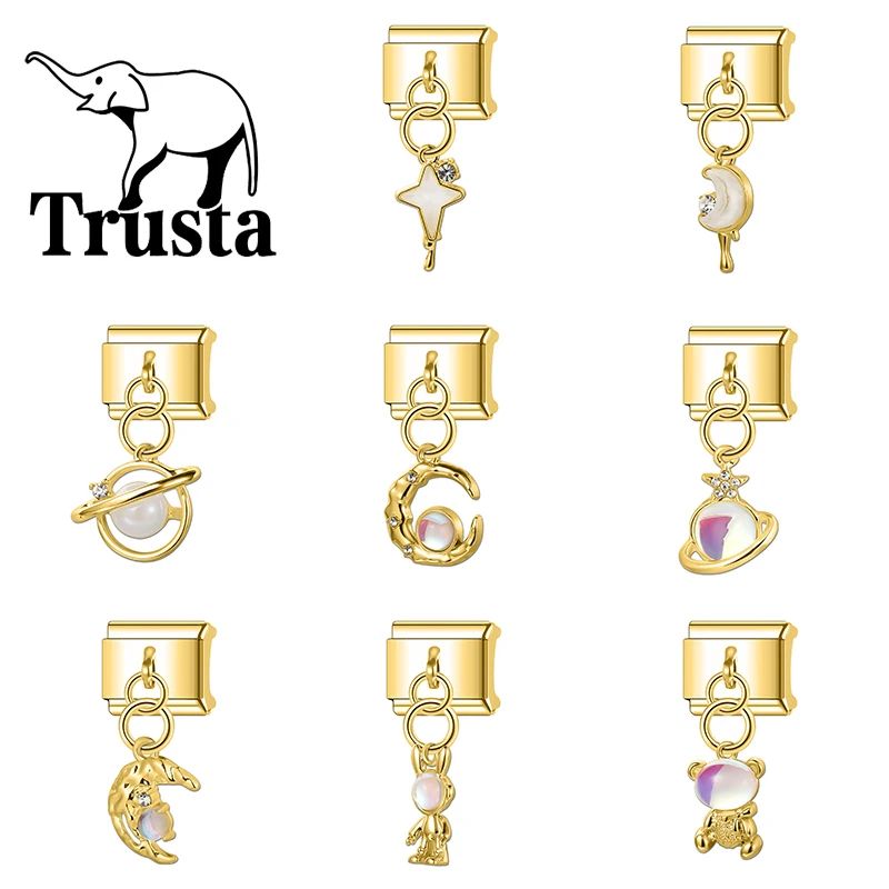 Trusta модный лунный медведь Шарм итальянские звенья 9 мм браслет из нержавеющей стали для девочек подарок на день рождения DIY ювелирные изделия оптом N387