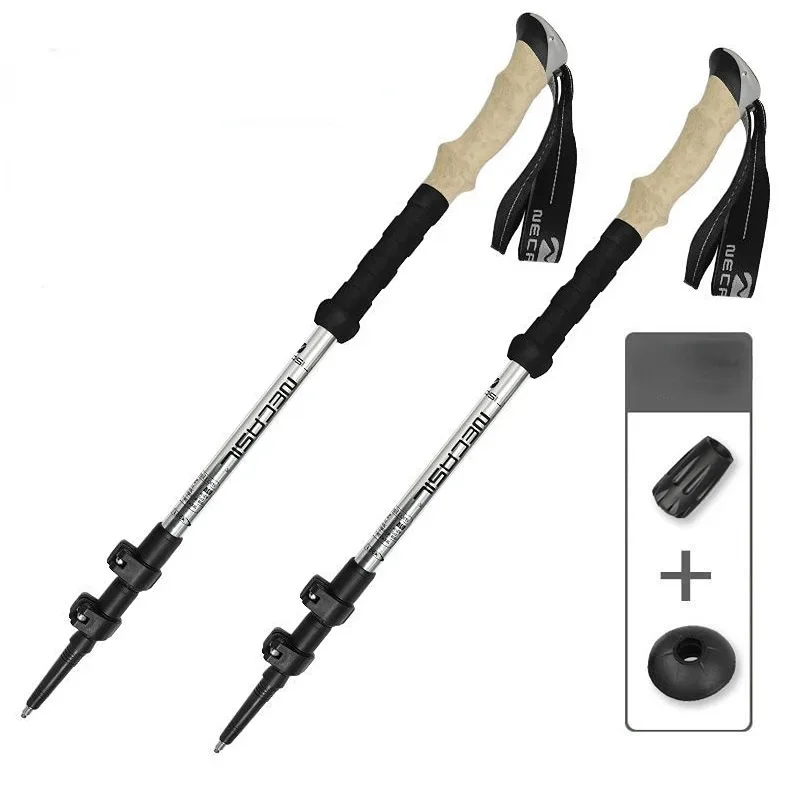 2PCS Trekkingstokken Wandelstokken Alpenstock Telescopisch Ultralicht Premium Verstelbaar met Quick Lock Wandelstok