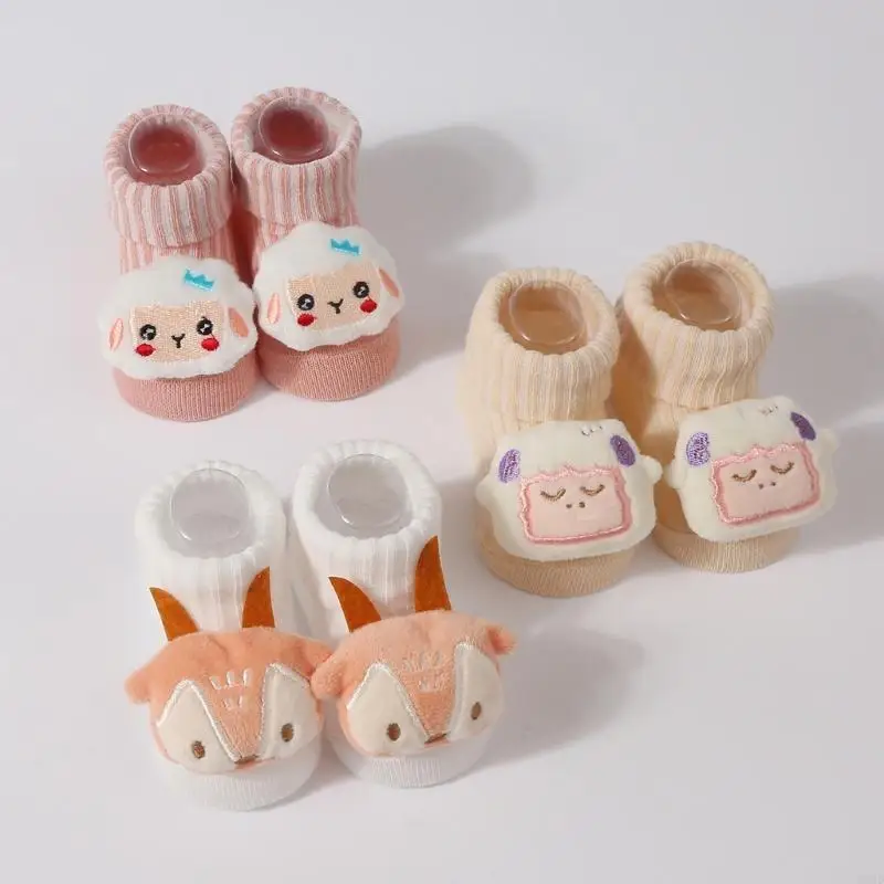 2 Pair Toddler Knit Socks Cotton Cartoon Designs Baby Socks Infant Knitted Socks