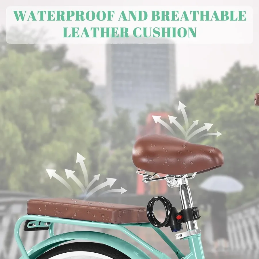 دراجة كروزر للشاطئ قابلة للطي للنساء مقاس 24/26 بوصة 7 سرعات للتنقل مع سلة خفيفة الوزن للبالغين والنساء لشركة City Co #6