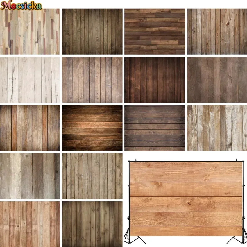 

Rustic Wood Board Backdrops Photography Props Texture Brown Wooden Floor Newborn Baby Shower Background Photo Studio Photocall