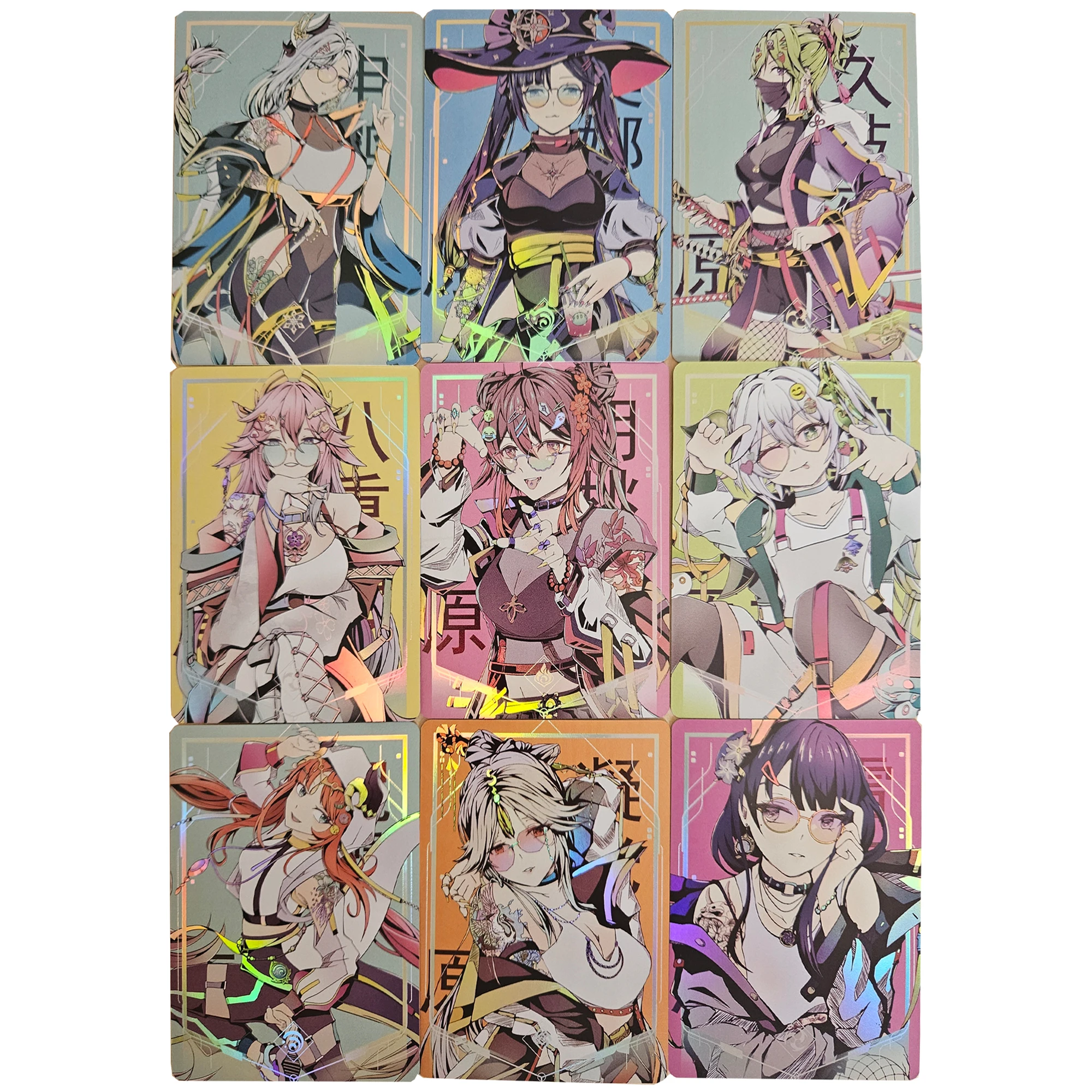 Cartes de collection Genshin Impact Yae ko Shenhe, bricolage, auto-fait, 2e édition, document de réfraction, cartes Flash Anime, jouets cadeaux, 9 pièces, ensemble