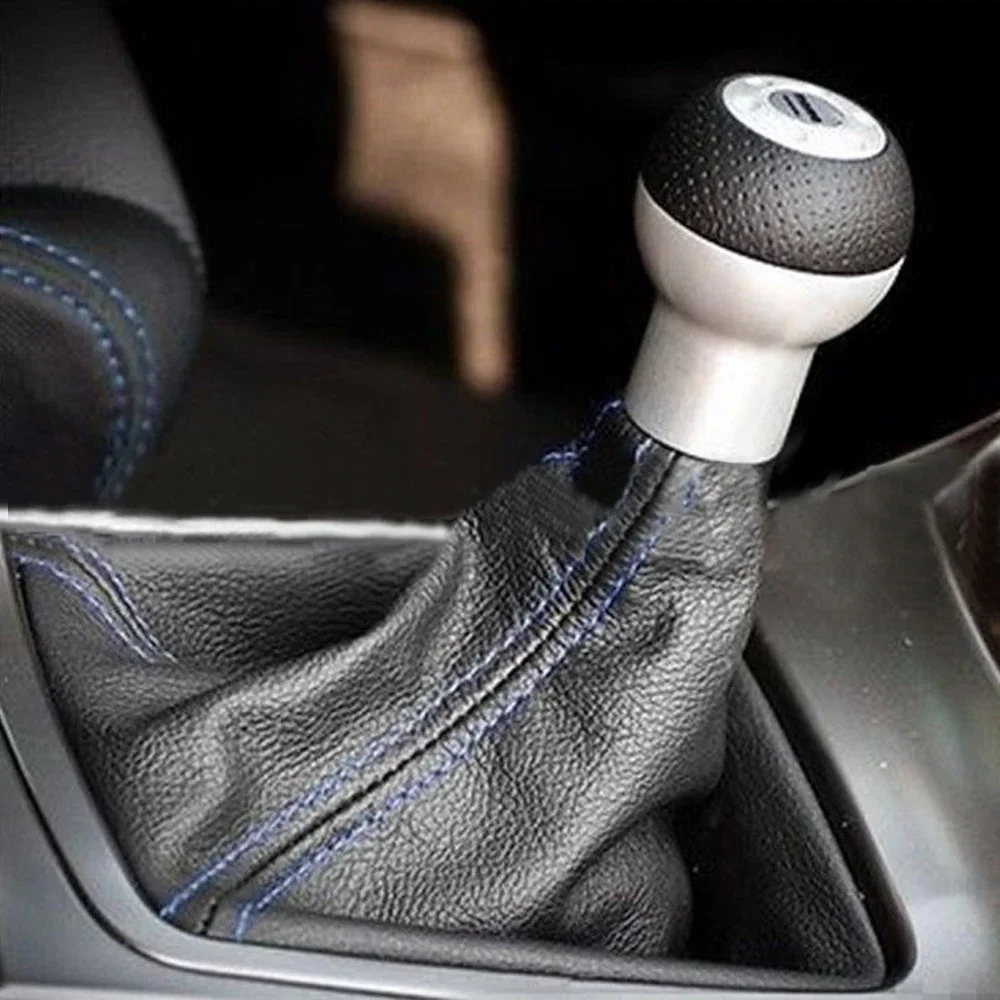

1pc Leather Black-Stitches Manual Gear Shift Knob Shifter Boot Cover Anti-Dust Protection Auto Interior Universal Accessories
