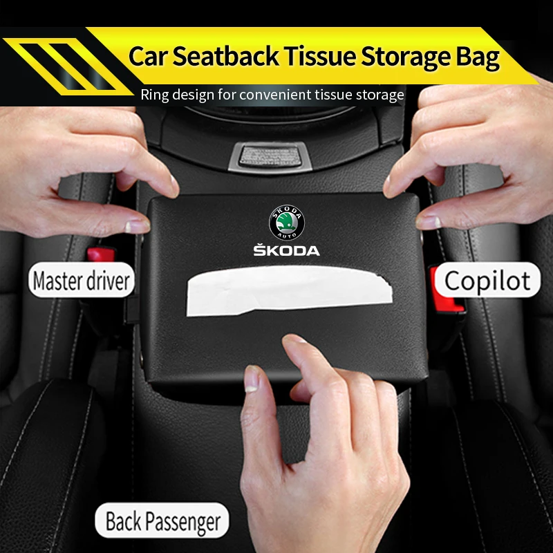 Car Tissue Box Armrest Storage Case Seatback Napkin Holder Accessories For Skoda Octavia Rapid Kodiaq Superb Derivative Karoq Fa view 2