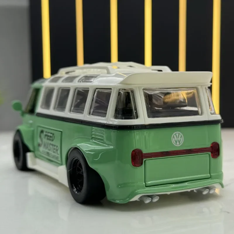 Modelo de ônibus Volkswagen T1 com luz sonora, Diecast Liga Toy Vehicle, Crianças Boy Car Presente, Presente Coletivo, Simulação, 1:32