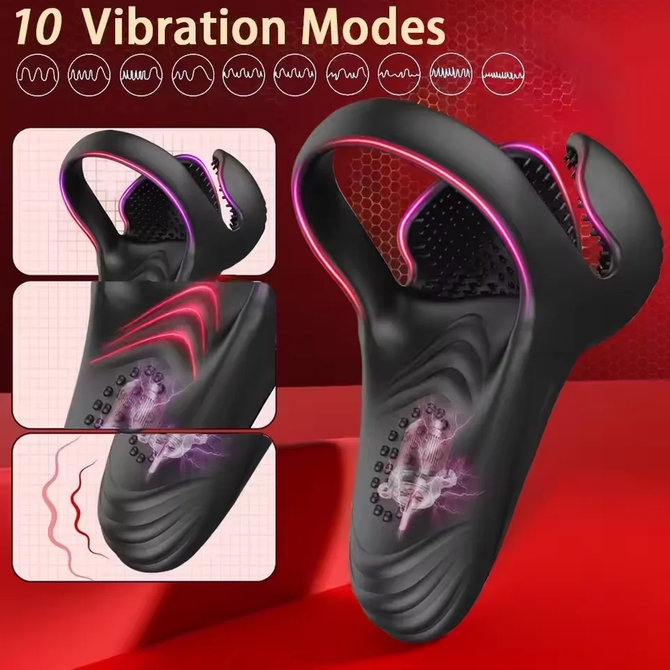 Wireless Vibrating Cock Ring Male Remote Control Penis Ring Ejaculation Delay Testicle Stimulator Adult Sex Toy for Men Couple