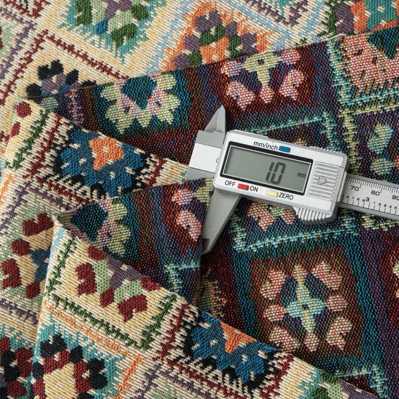 50x148cm Moroccan Jacquard Fabric Ethnic Style Patchwork Grid Cloth for Sewing DIY Sofa Cover,Curtain,Tablecloth,Coat Decorative