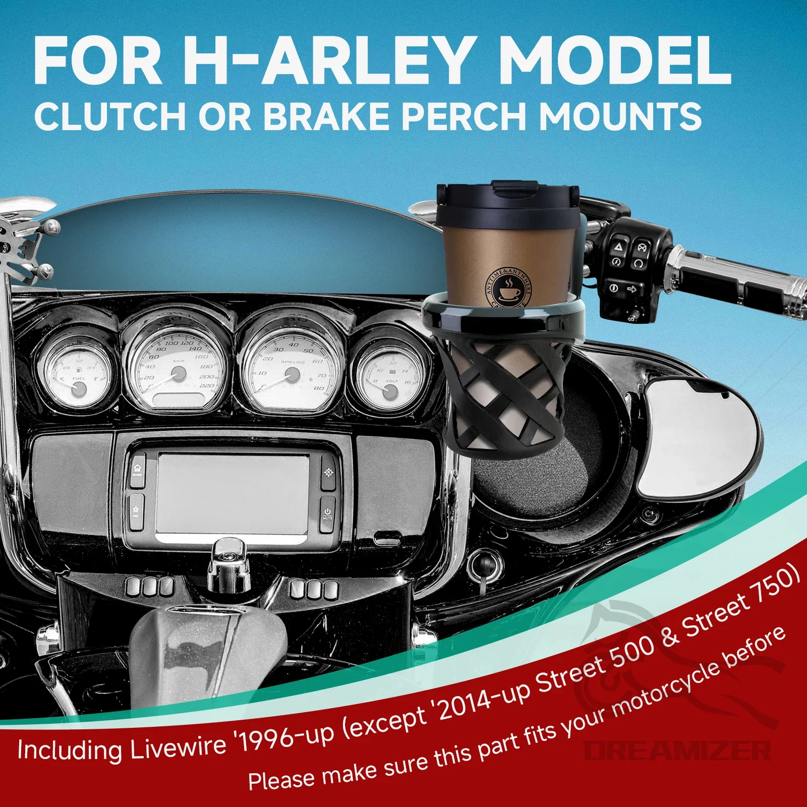 Держатель для чашки мотоцикла, руль, бутылка для напитков, кронштейн для чашки, установленный для Harley Road Glide Electra Glide Dyna Softail XL883 FLHR