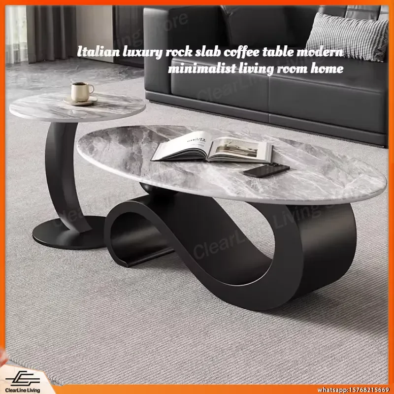 

European Luxury Rock Slab Coffee Table Modern Minimalist Living Room Coffee Table for Apartment Home Office Small Space Round