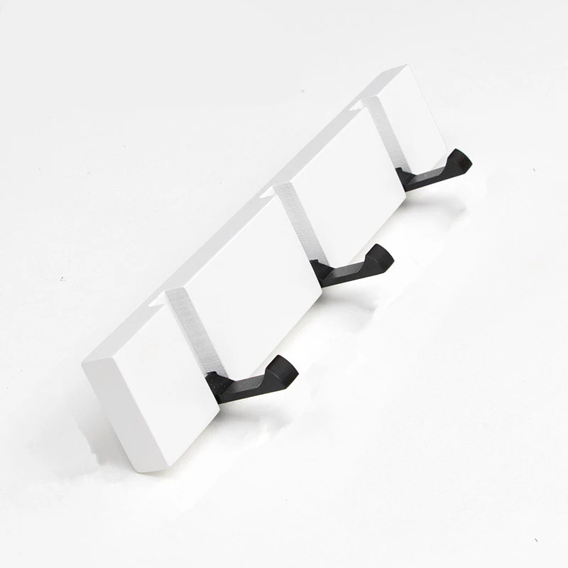 3&5 Hooks Hallway Hangers Luxury Creative Wooden Invisible Door Row Hook Foldable Clothes Bag Key Hanging Hook White Color