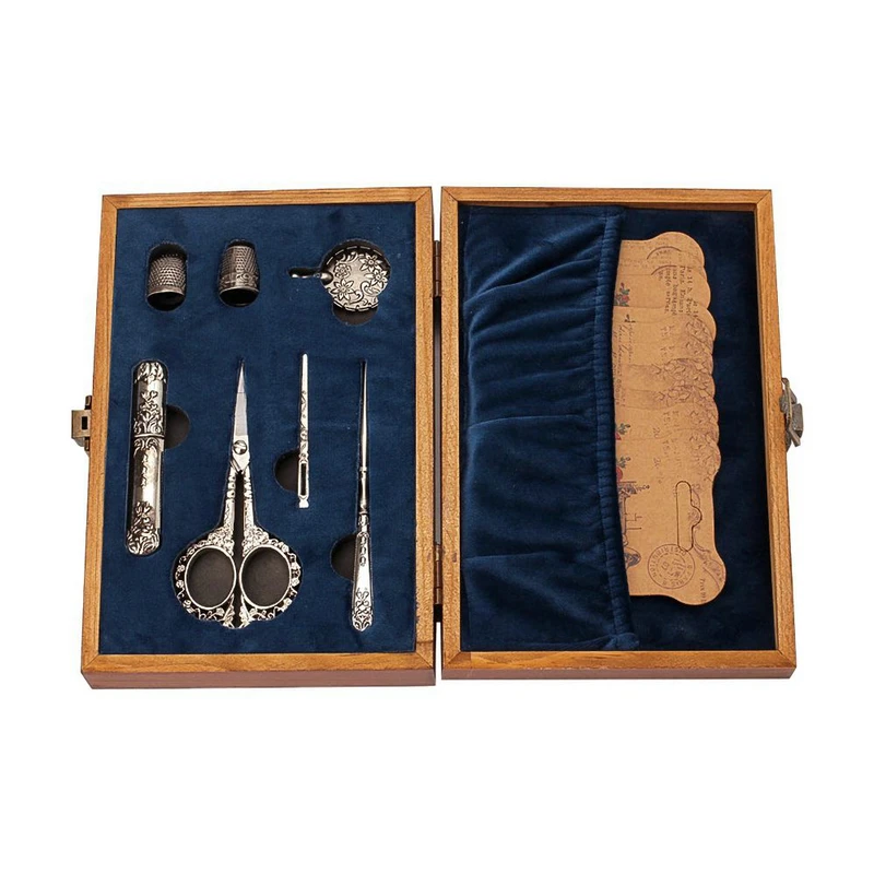 

Vintage Sewing Kit European Style Embroidery Scissors Set Retro Sewing DIY Craft Supplies with Needles Scissors
