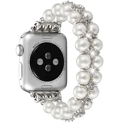 Pearl Strap for Apple Watch Band 8 Ultra Beaded 49mm Women steel Jewelry Elastic Iwatch Series 7 6 SE 5 4 3 44mm 40mm 42 45mm