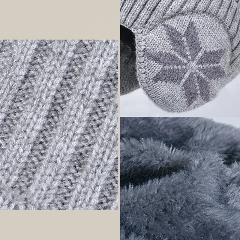 2 Stück gestrickte Kinder Winter mütze Schal Fleece Futter Ohren Schutz Kinder Mütze Hüte Hals wärmer warme Kind Junge Mütze 4-10y