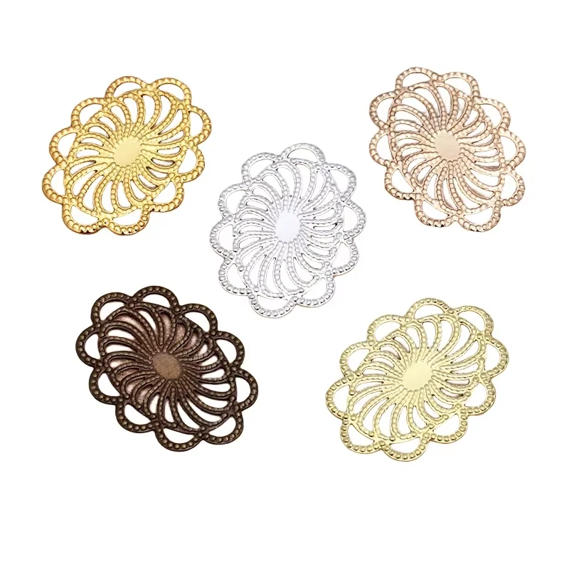 BoYuTe (100 Pieces/Lot) Metal Brass 20*26MM Filigree Flower Materials Handmade DIY Jewelry Making Findings