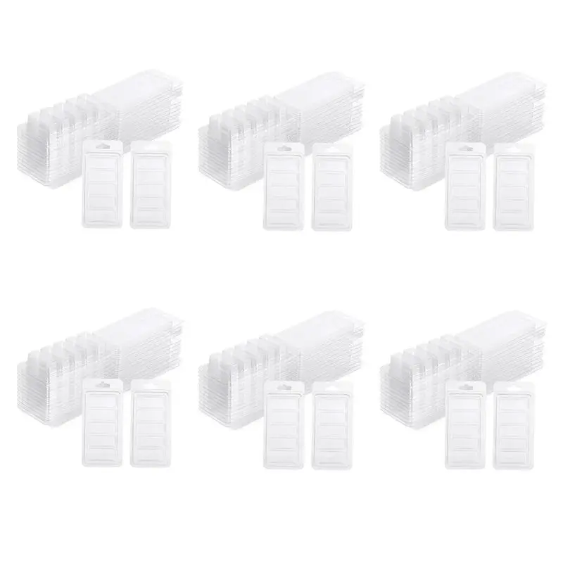 

300 Pcs Wax Melt Containers, 5-Cavity Wax Melt Clamshell Molds,Clear Empty Plastic Wax Melt Mold For DIY Candles Making