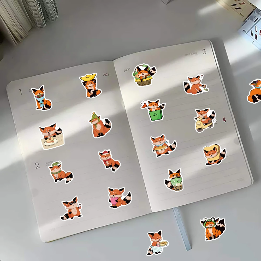 10/30/60 Stuks Kawaii Kleine Vos Dieren Stickers Schattige Cartoon Sticker Decoratieve Koelkast Computer Gitaar Waterdichte Graffiti Stickers