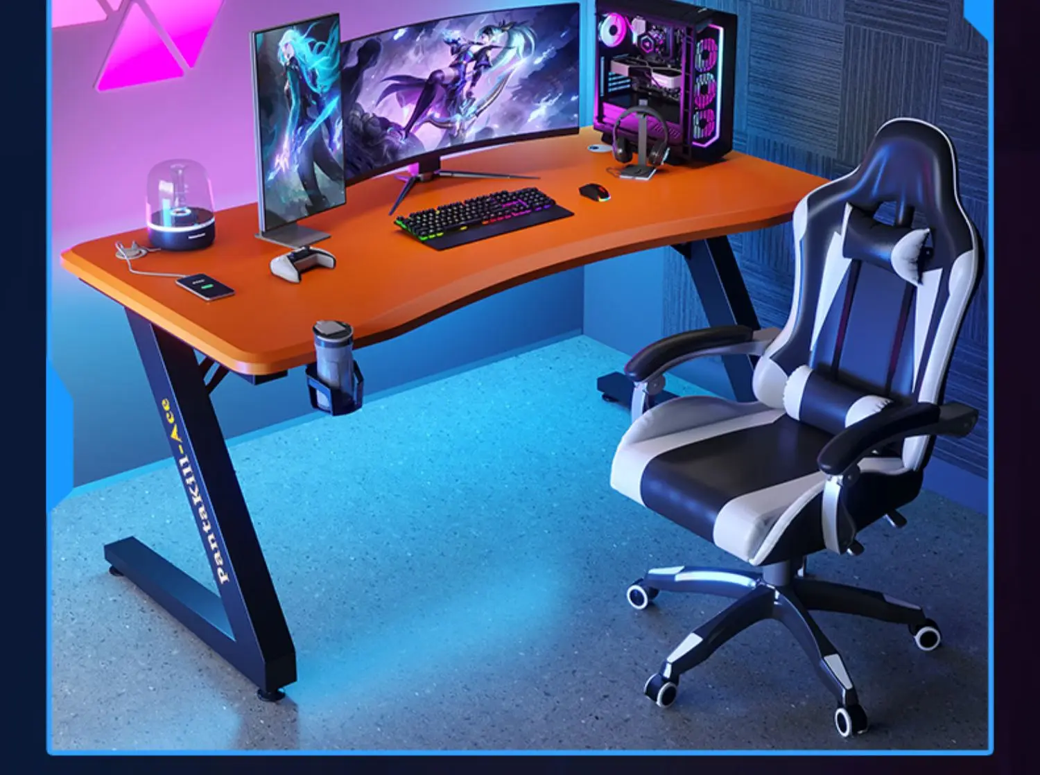 Carbon fiber esports table, computer desktop table and chair set, game host, home bedroom, live broadcast dedicated table