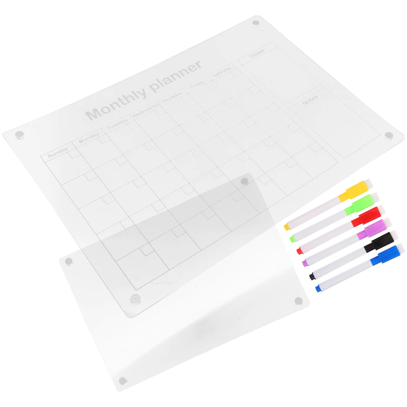 Tableau d'affichage en acrylique pour la planification du réfrigérateur, calendriers, tableau de cuisine, liste de contrôle, tableau blanc