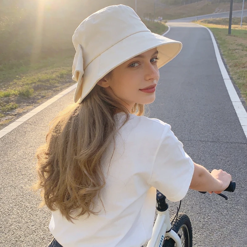 Japanese Fisherman Hat for Sun Protection, Trendy Brand Women's Korean Version, Early Spring and Autumn Split Bow Hat