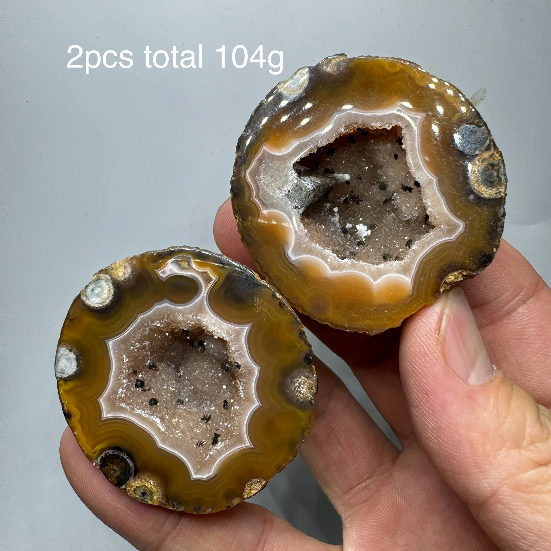 2pcs Natural Rough Polished ZhanGuo Red Agate Geode Egg Druzy Crystal Quartz Cluster Sardonyx Healing Stone Home Decor