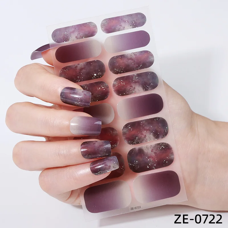 أظافر الضغط على سلسلة جالاكسي المتدرجة | مجموعة مكونة من 16 قطعة من ملصقات الأظافر المزيفة ذاتية اللصق قابلة للإزالة | فكرة هدية عيد الحب #3