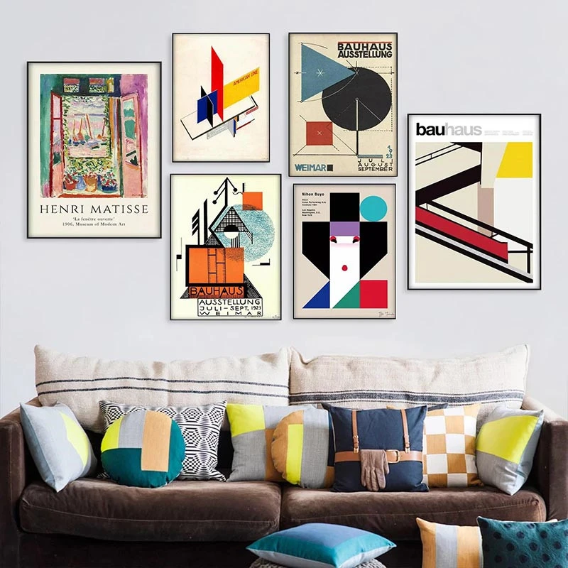 1pc Unframed Bauhaus Staircase Canvas Paintings Weimar 1923 Bauhaus Posters and Herbert Bayer Prints Wall Art Pictures for Home
