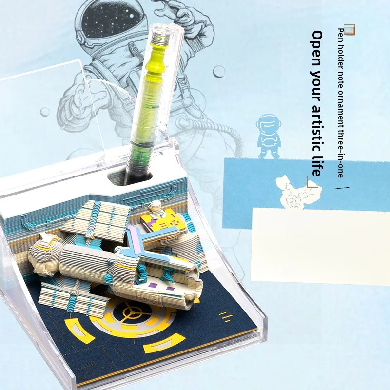 Seri Dirgantara 3D Stereo Sobek Catatan Tempel Hadiah Dekorasi Desktop Dirgantara Model Ukiran Kertas Hadiah untuk Anak-anak