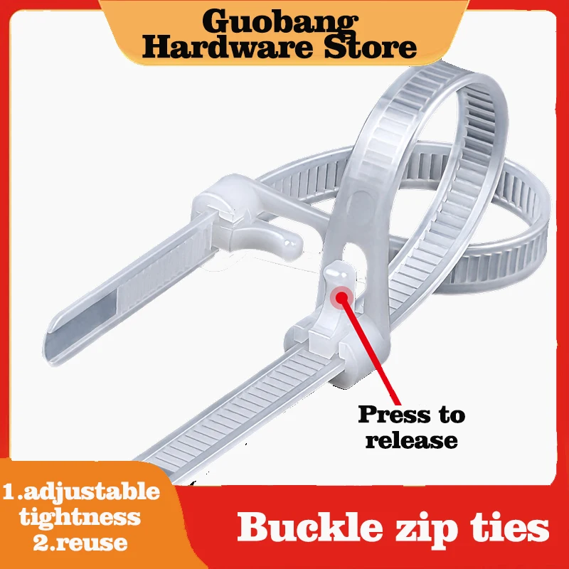 Releasable Nylon Zip Ties Reusable Adjustable Cable Ties for Garden Plant Tying 50/100pcs