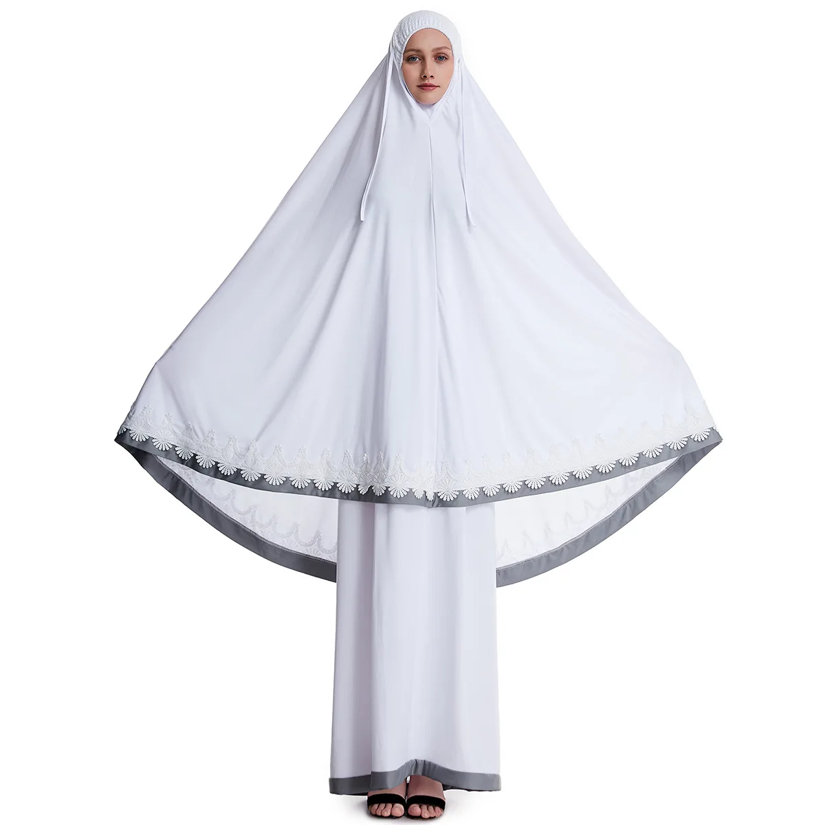 Imagem -02 - Ramadan Abaya para Mulheres Khimar Muçulmano Ramadan Abayas Saia com Capuz Eid Burqa Kaftan Saia Abaya Modesto Vestuário de Oração Islâmica Conjunto de Peças