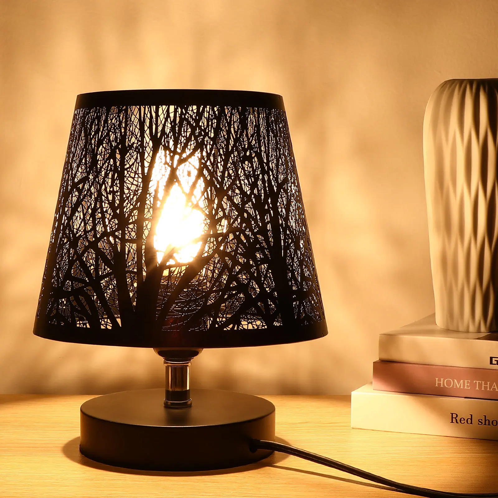 

Iron Tree Lamp Shades For Table Lamps Lampshade E27 Black Durable for Table Bedside Lamps Home Decor Lighting Accessories