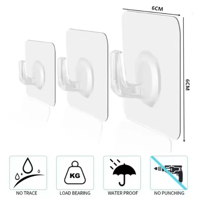 خطاف ذاتي اللصق، إطار صورة لاصق قوي، خطافات أظافر شفافة، شماعات جدارية سلسة، حامل ملصق حائط على مدار الساعة