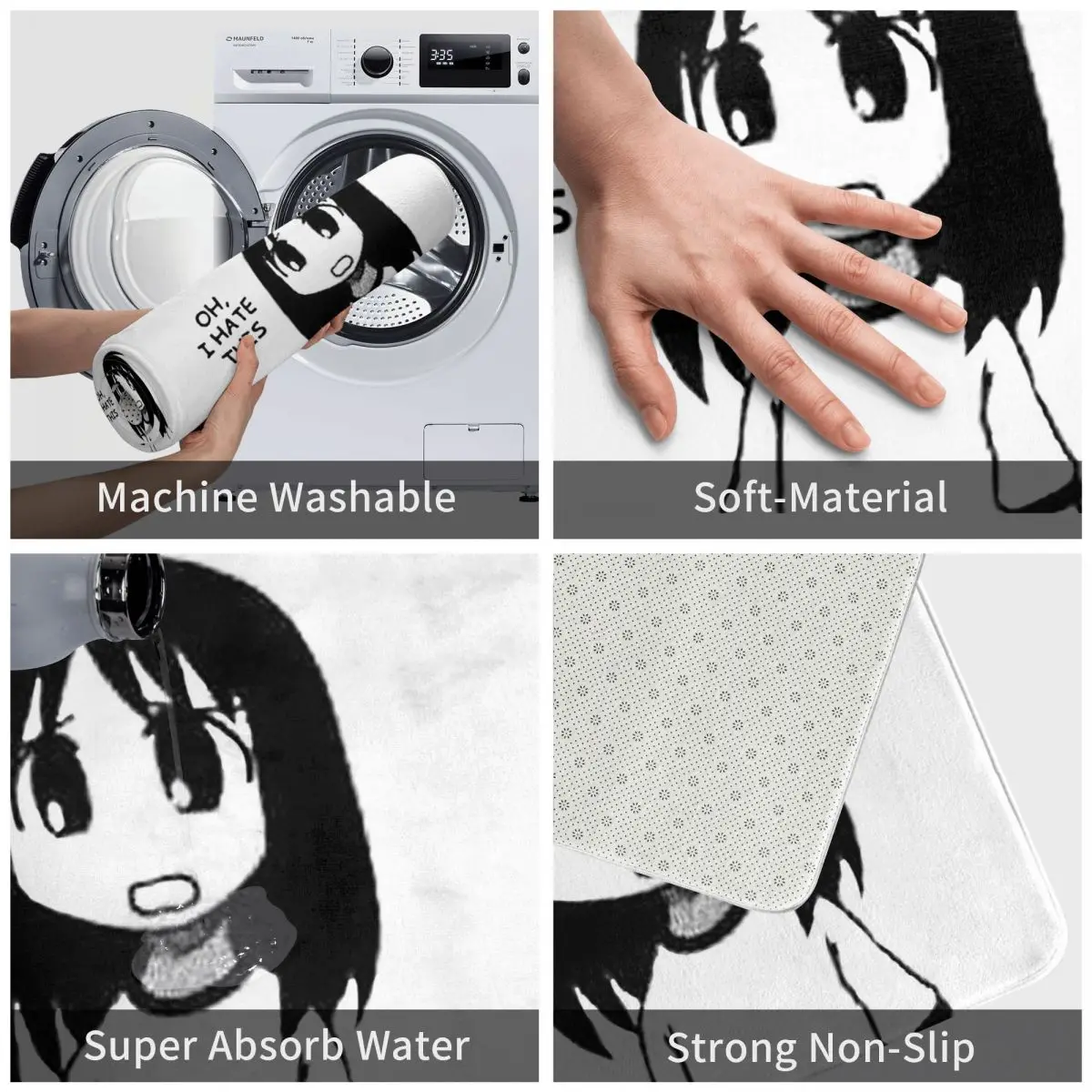 متفتحة - تحقق من الملف الشخصي Azumanga Daioh Osaka Ayumu Kasuga ممسحة أرضية غير قابلة للانزلاق سجادة مقاومة للغبار سجادة وسادة للقدم