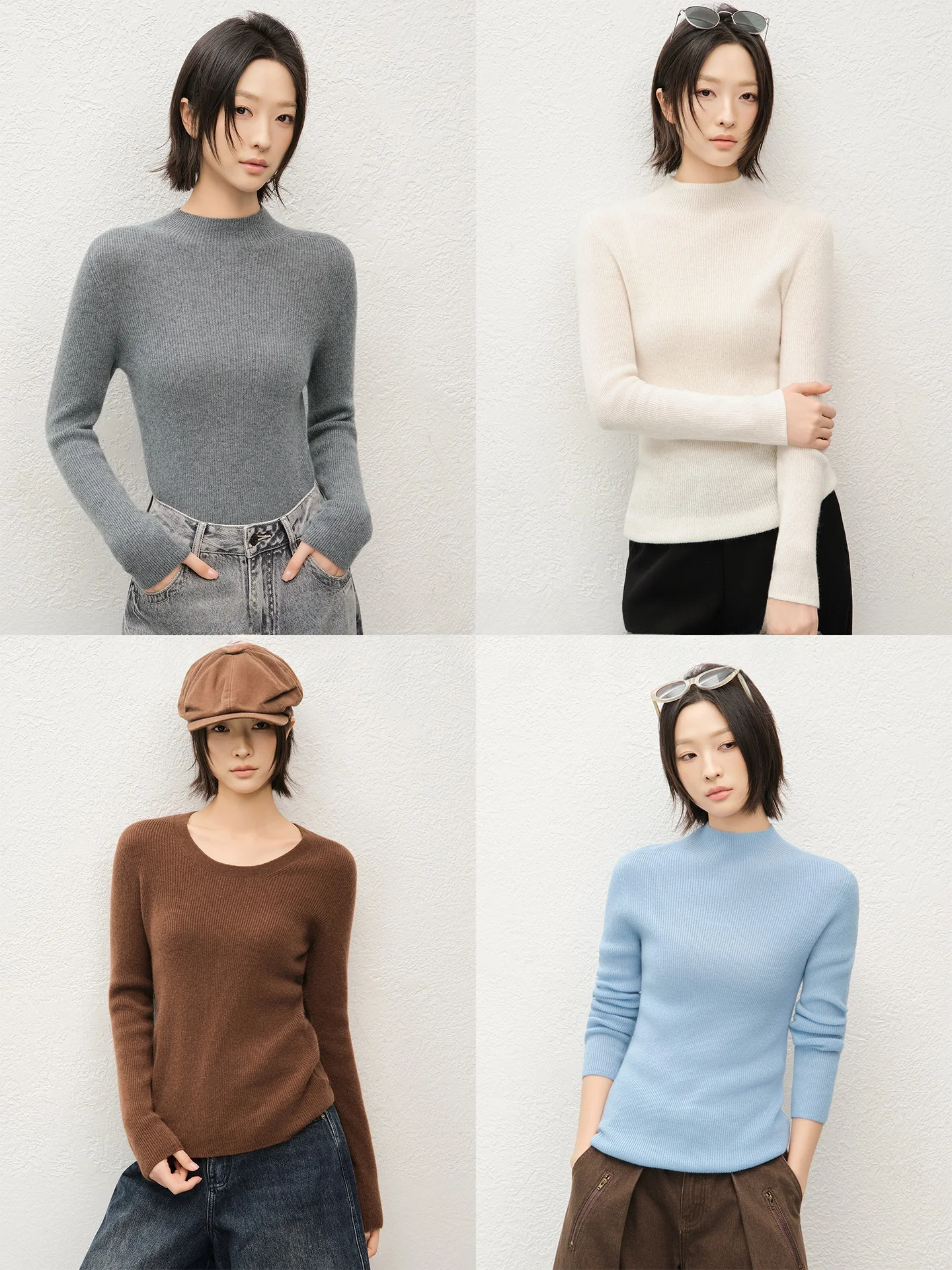 

Meiyang Camere Base irt U-Ne f High Collar Slim Fit Women's Knitted Long Sve Casual Top Ele Faionable