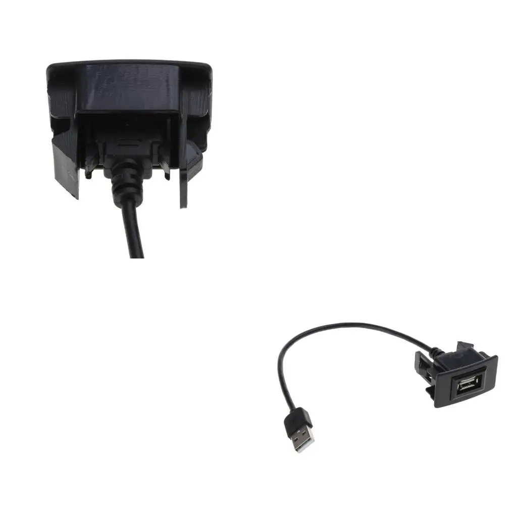  Square Single Port USB Panel Dashboard Mount Extension Cable for Car Truck Boats (25cm 9.8'')