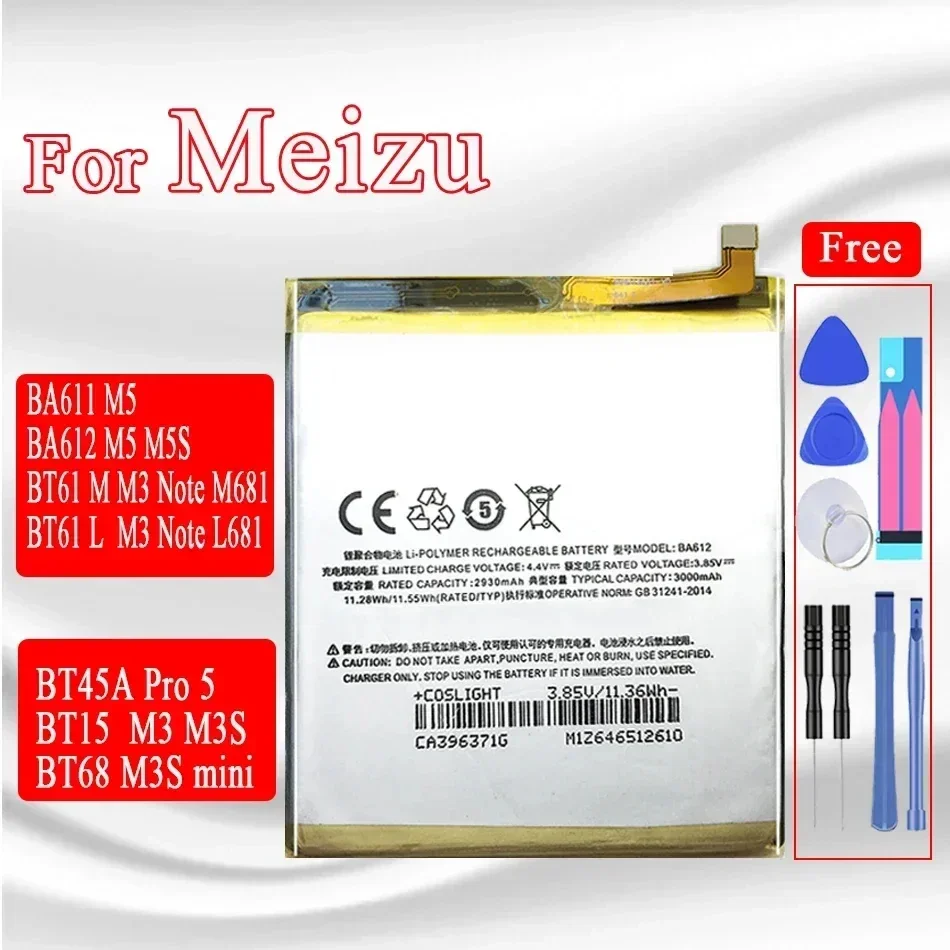 BA612 Battery For Meizu 5S M5S M5 Meilan 5 M3 M3S/M3S mini M3 Note M611H M612Q M612M Y685Q M688Q M681H L681H BT6 BA611