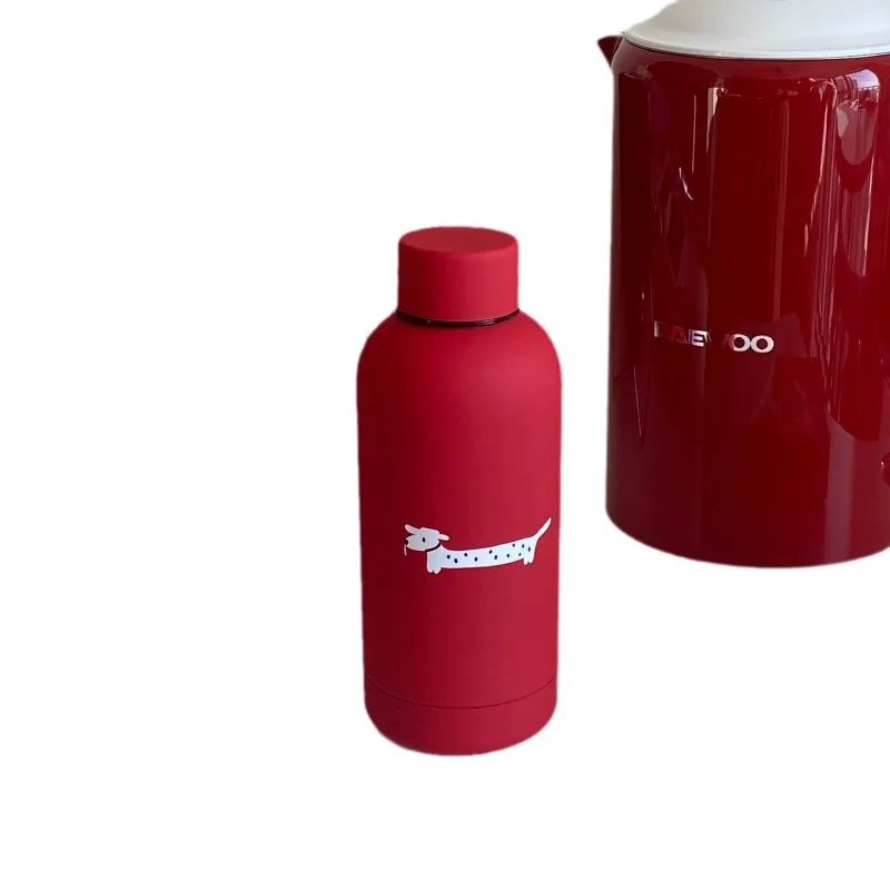 

New Year's and Christmas high-end feeling, red frosted dog stainless steel insulated cup, spotted dog companion cup