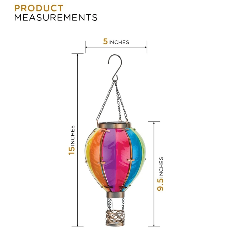 TKOH-Art & Gift Solar Hot Air Balloon Lantern - Hanging Solar-Powered LED Lights, Waterproof Portable Decorative