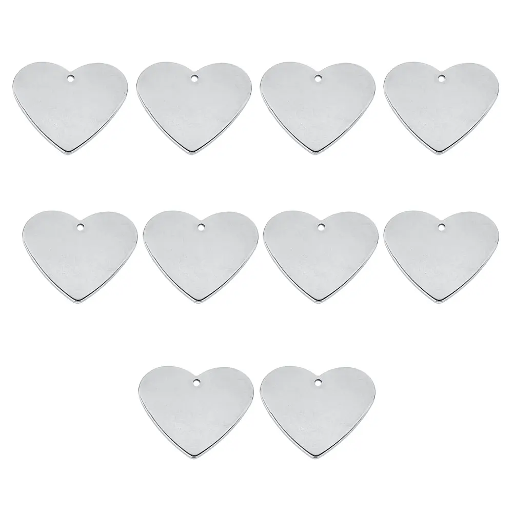 

10 Pcs Heart Shape Stainless Steel Blank Tags Pendant DIY Jewelry Carving Pet ID Dog Necklace Accessories Bright Color Hanging