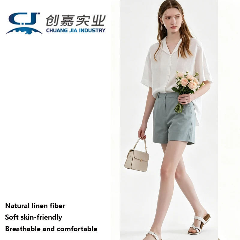 

Linen Women's Short-sleeved Shirt Dark Green Lapel Top Loose Plus Size 150KG 3XL Fat Girls Casual High-end Women's Good quality