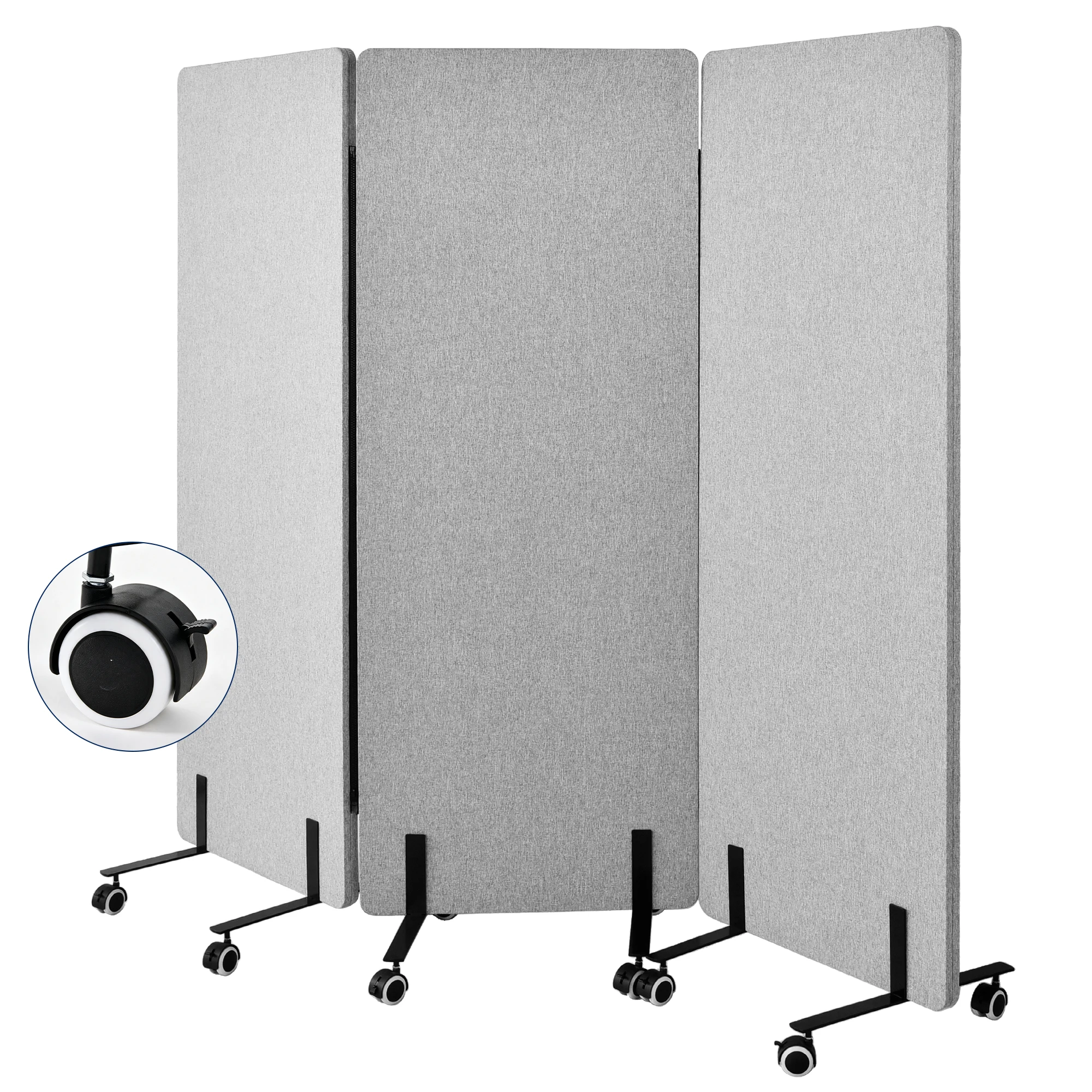 Soundproof Room Divider Folding Portable, Freestanding Acoustic Privacy Screen with Wheels and Tackable Surface, Noise Canceling Room Separator for Home Office Bedroom