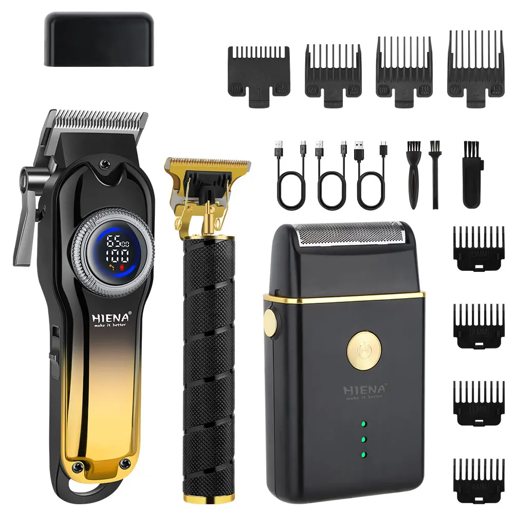 

Electric Hair Clipper & Shaver 3pcs Professional Clippers for Men Cordless Beard Rechargeable with LED Essential Gift for Men