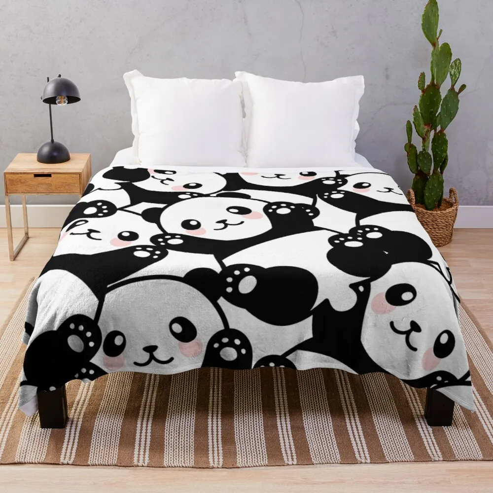 

Cute Cartoon Panda Pile Throw Blanket blanket for travel light knitted plaid blanket luxury brand Sofa blanket