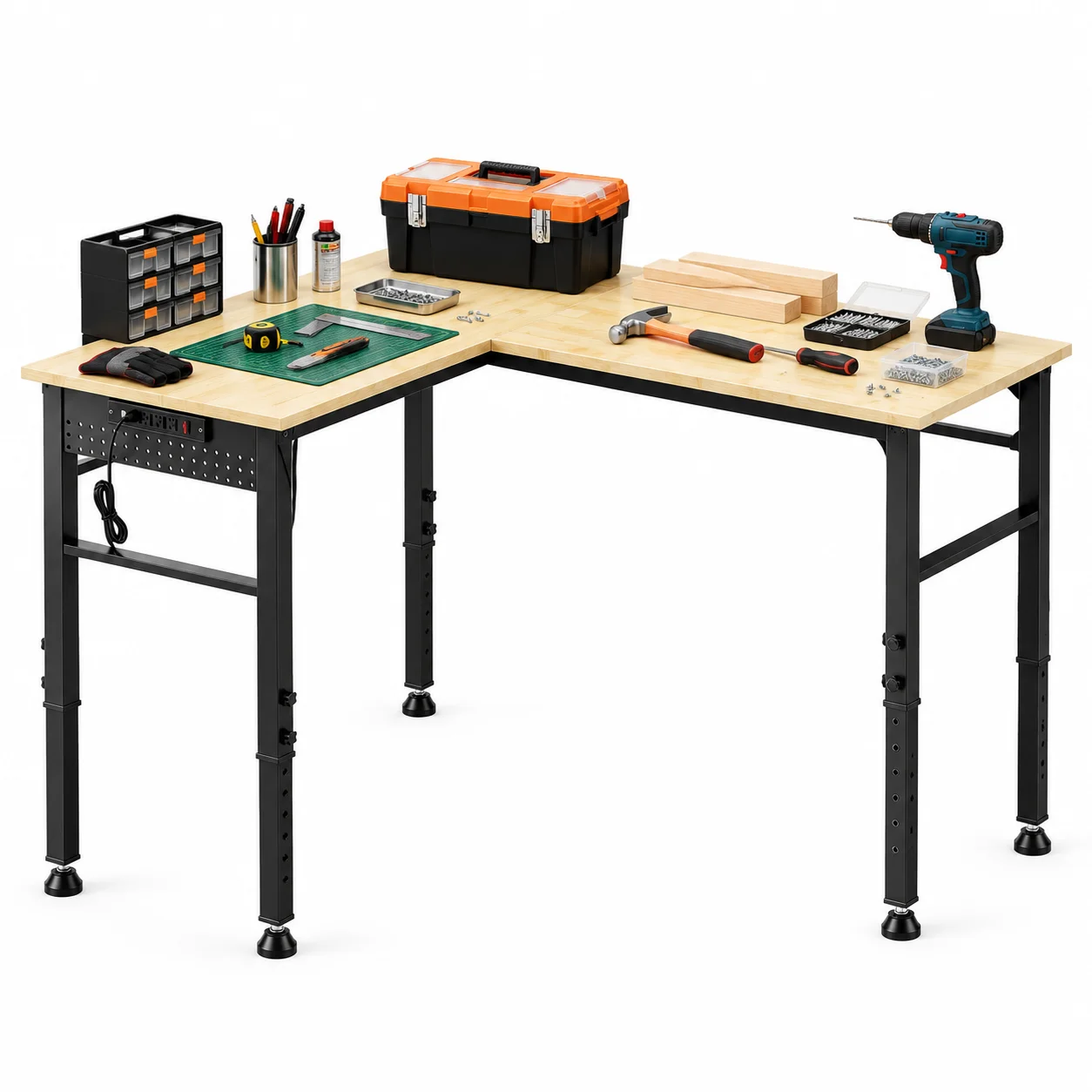 L Shaped Heavy Duty Workbench