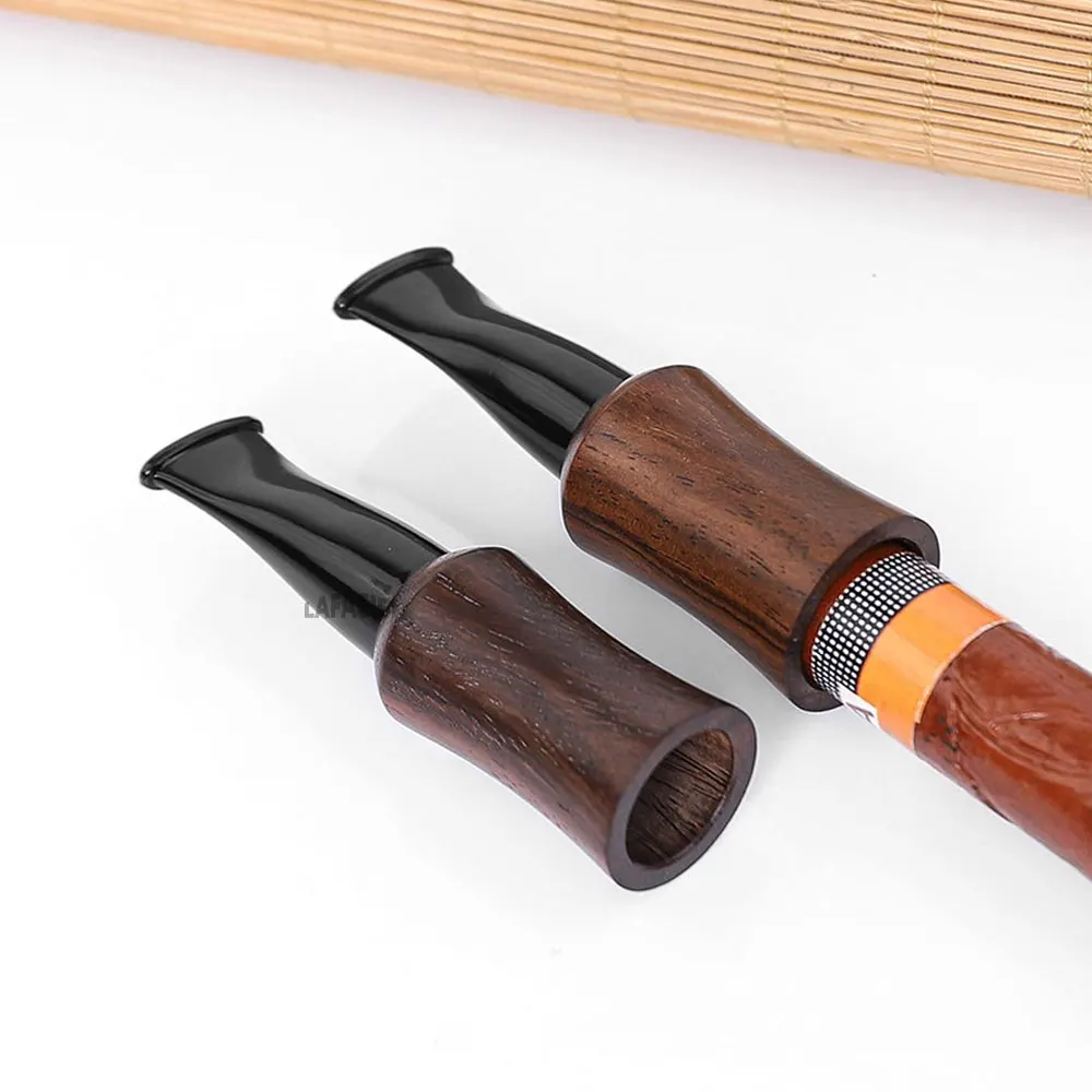 Cigar Cigarette Holder Black Sandalwood Ebony Bite Holder Extension Mouth Filter Removable Cigar Accessories